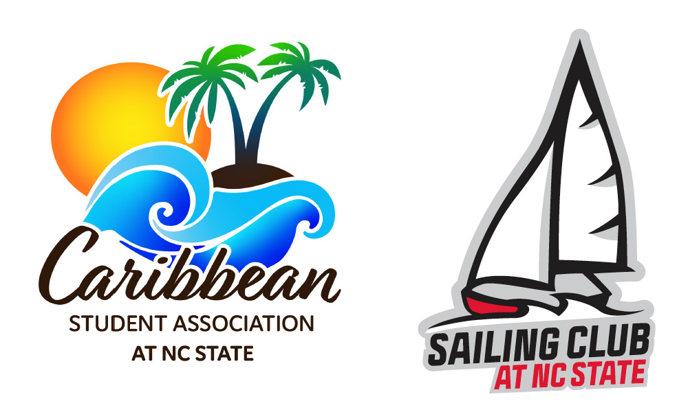 Logos for the Caribbean Student Association and the Sailing Club
