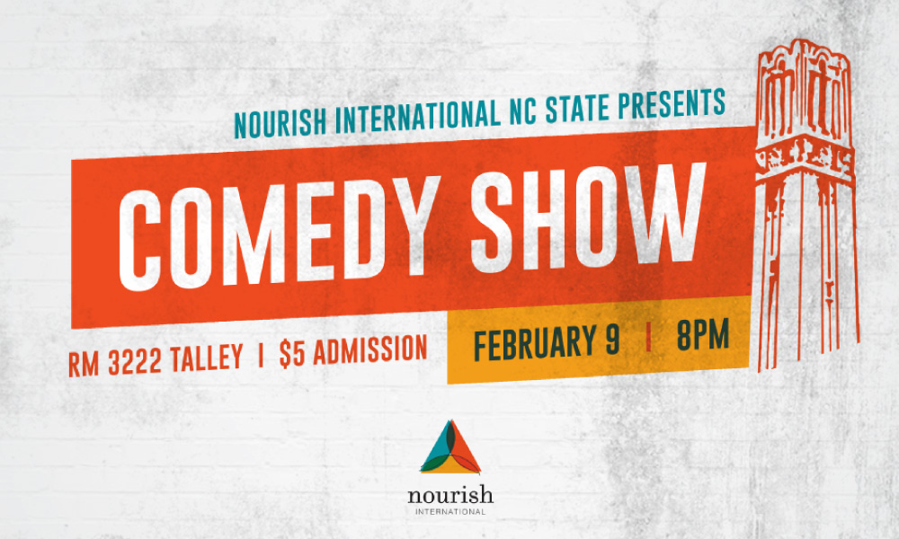 Digital design for a Nourish International Comedy Show event